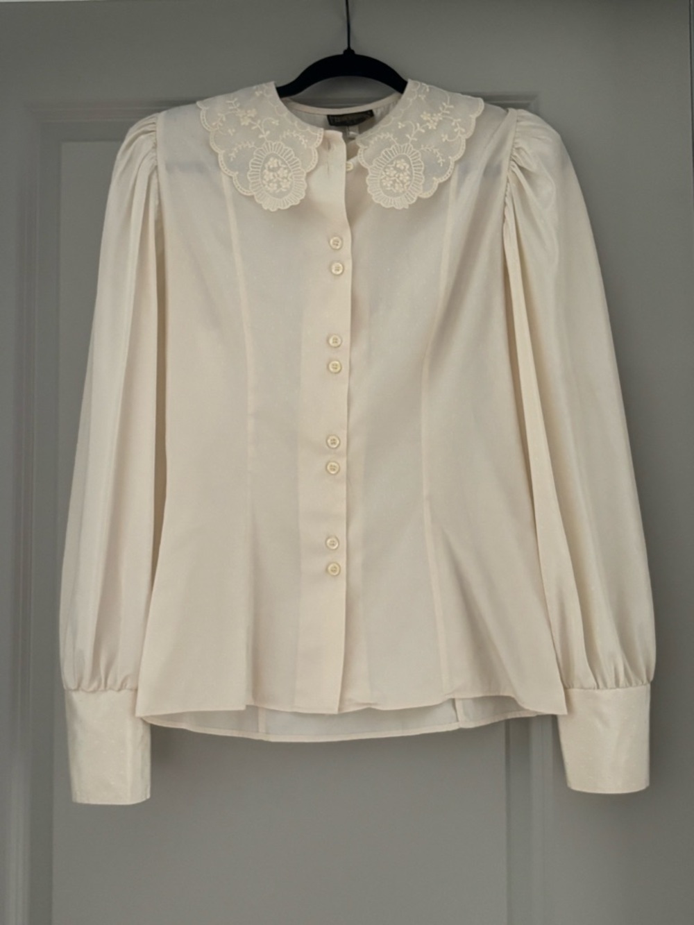 Vintage Underground SF White Edwardian inspired Blouse with Lace Collar size L